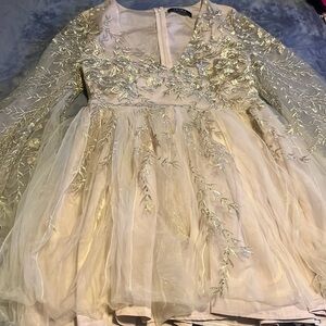 Tan sheer layered dress